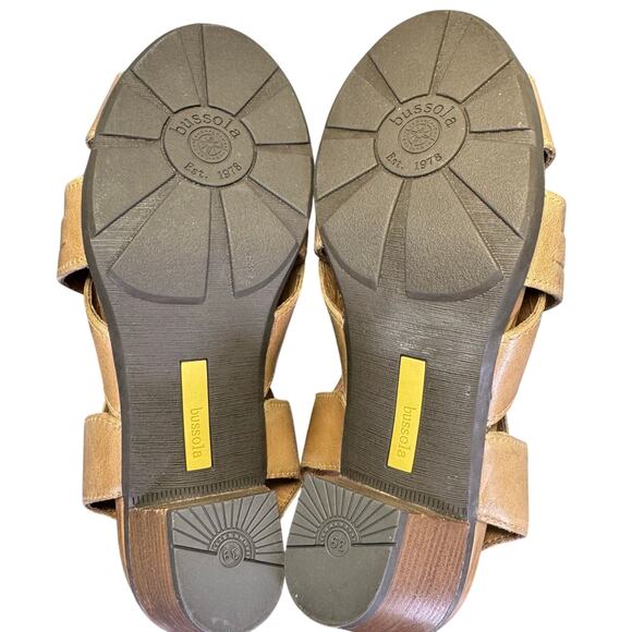 Bussola Tan Leather Cross Strap Heeled Sandals Women's Size 39 EU / 8.5 US - Picture 7 of 8